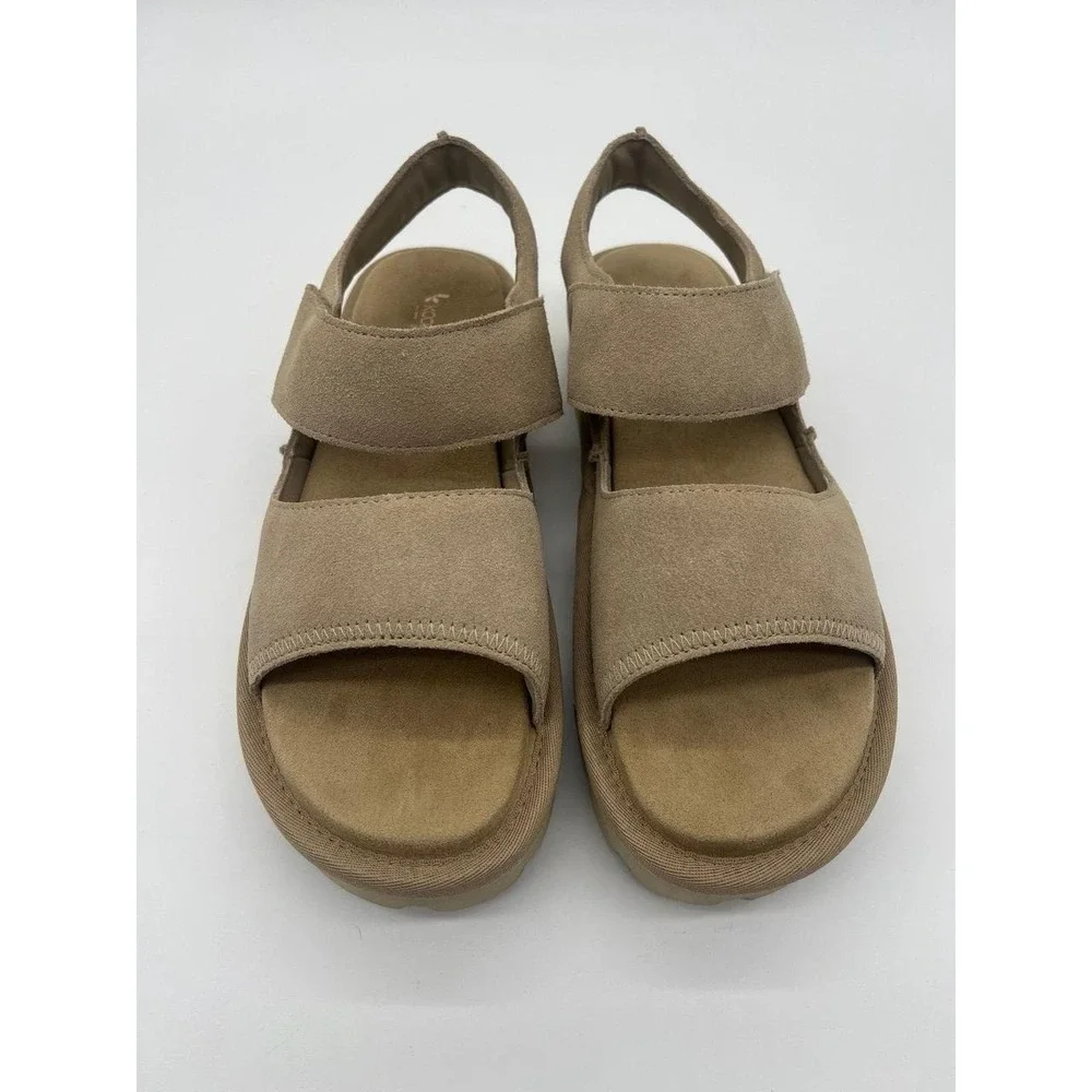 Koolaburra by UGG Fuzz-A-Glow Sand Tan Suede‎ Platform Sandals Womens 9